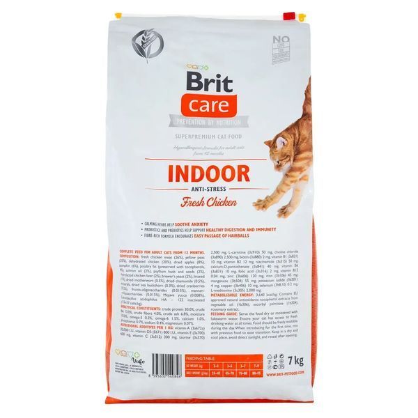 Brit Care Cat GF Indoor Anti-stress сухой корм для кошек, живущих в помещении, с курицей 171302/0853 фото