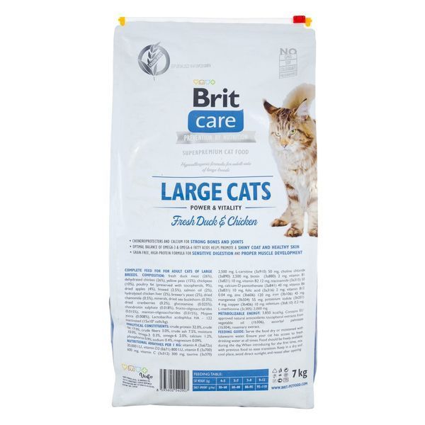 Brit Care Cat GF Large cats Power & Vitality сухий корм для котів великих порід з куркою та качкою 171309/0907 фото