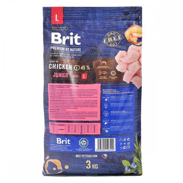 Brit Premium Dog Junior L сухой корм для щенков больших пород с курицей 170823/6420 фото