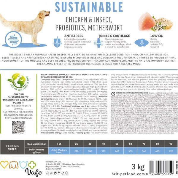 Brit Care Sustainable Adult Large Breed сухой корм для собак больших пород с курицей и насекомыми 172183 фото