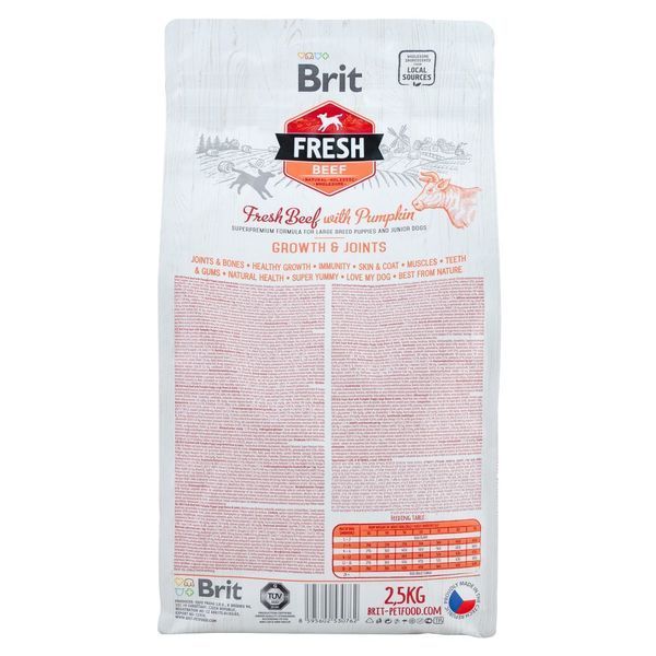 Brit Fresh Puppy Junior Growth & Joints сухой корм для щенков крупных пород с говядиной и тыквой 170992 /0762 фото