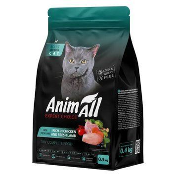 AnimAll Adult Sterilized сухий корм для стерилізованих кішок та кастрованих котів з куркою та ягням 178603 фото